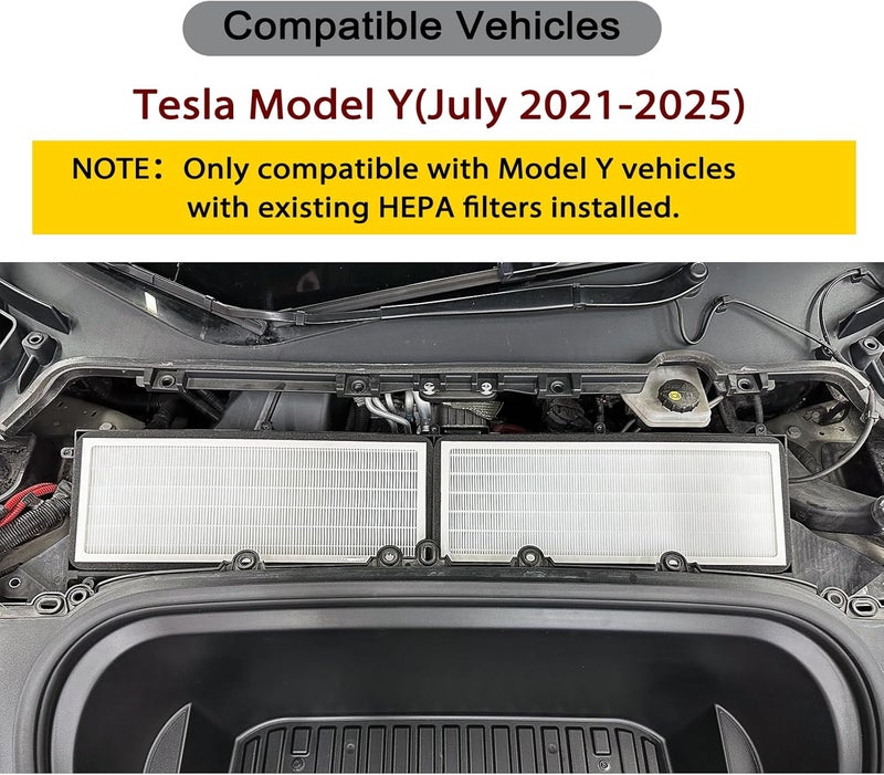 Sezfom Front Trunk Hepa Filters Kit for Tesla Model Y(2022-2025) with Activated Carbon,4-pack Dual Layer Air Filter Replacement Includes 2 HEPA Filter 2 Carbon Filter - Image 2